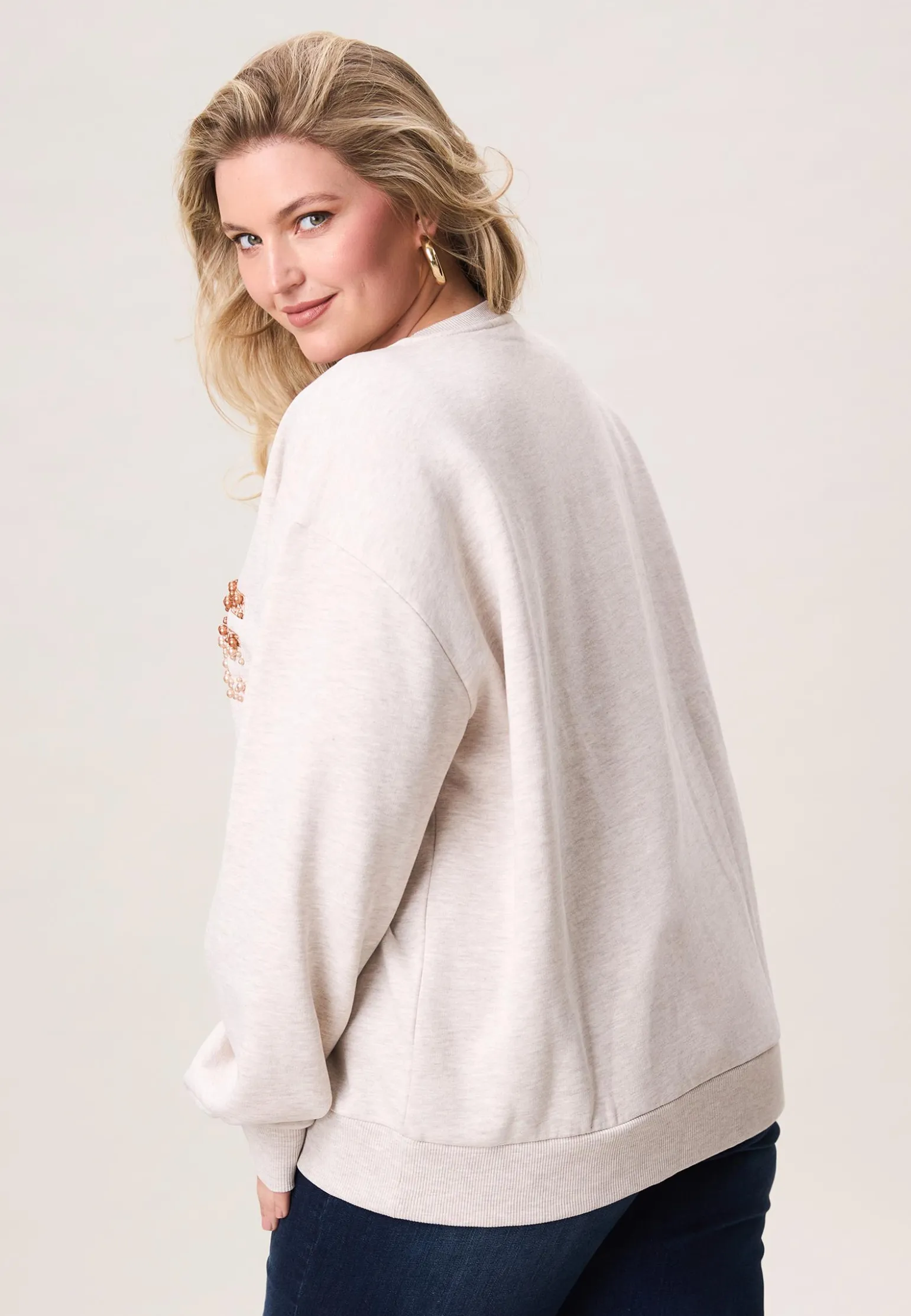 Online Miss Etam Sweater creme parel detail Light sand
