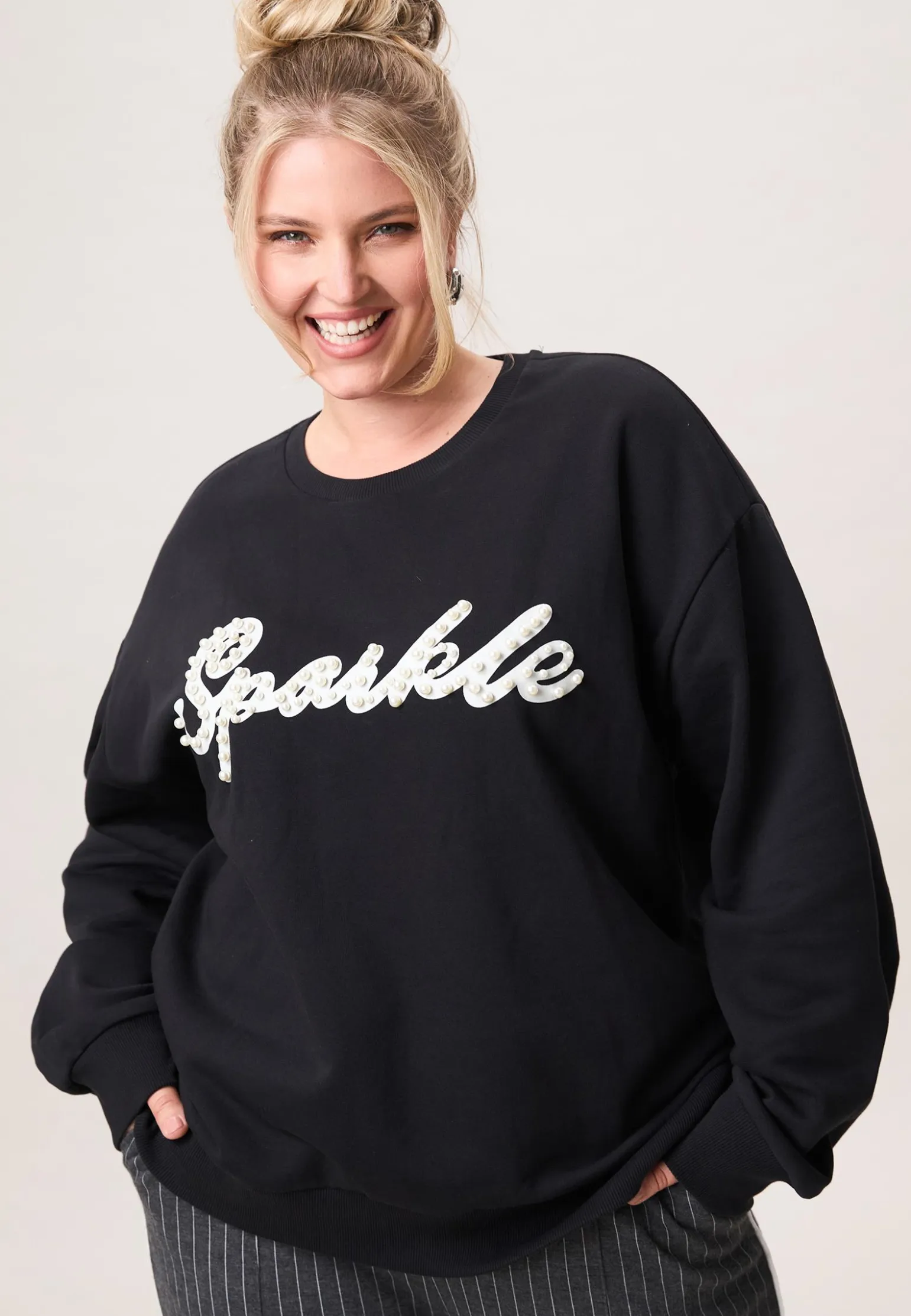 Discount Miss Etam Sweater parel detail Zwart
