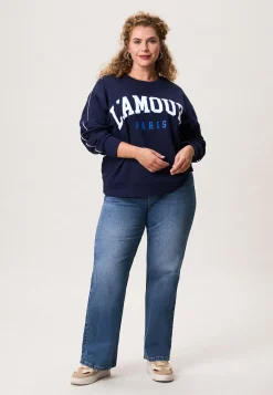 Sale Miss Etam Sweater print blauw Multi donker blue