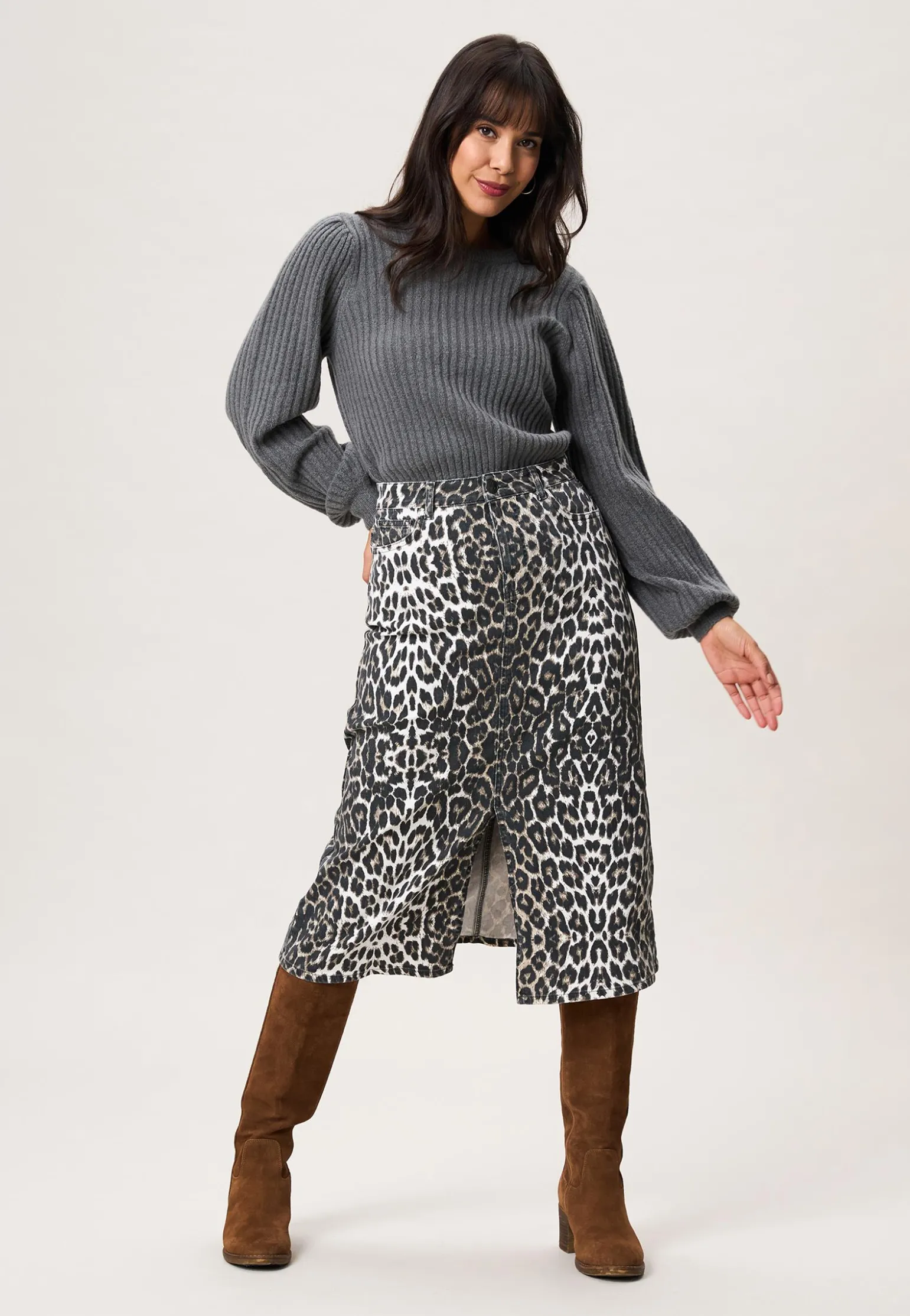 New Miss Etam Trui rib grijs Grey melange