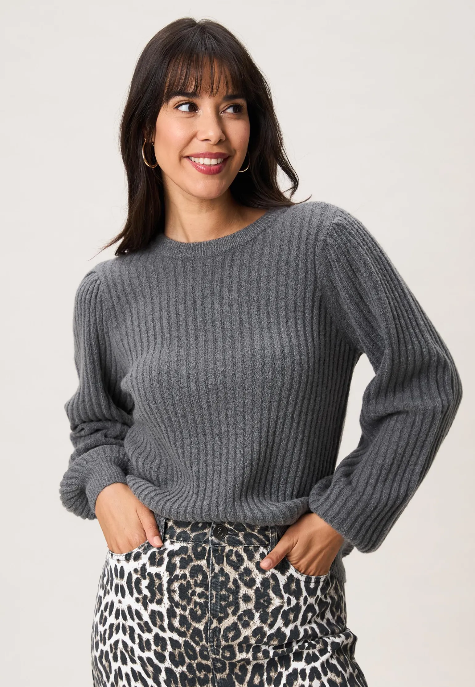New Miss Etam Trui rib grijs Grey melange
