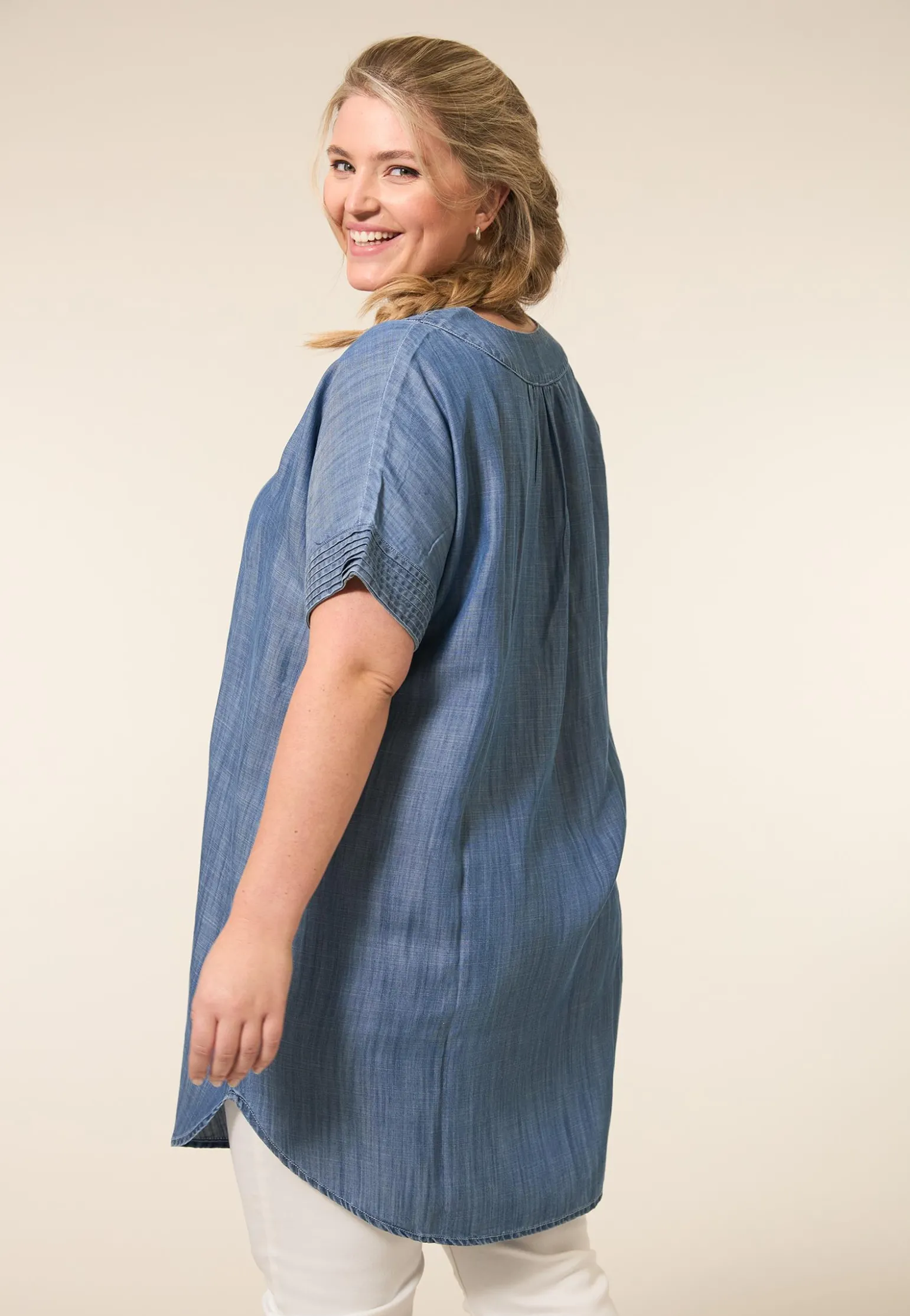 Miss Etam Tuniek tencel blauw Medium denim